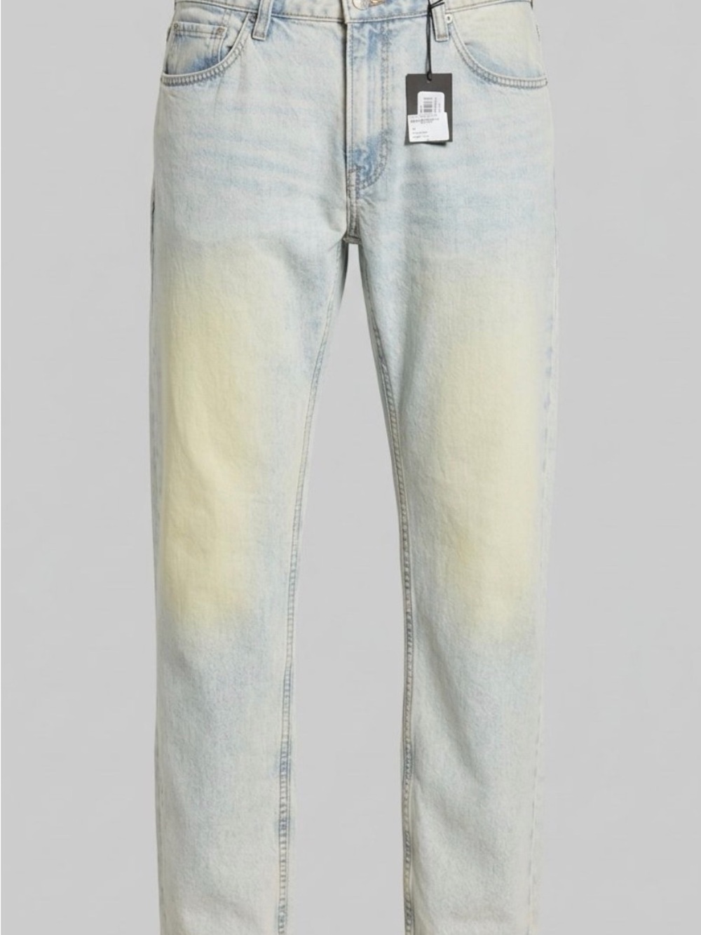 Bonobos Light Blue Straight Jeans with Pale Yellow Front Fade